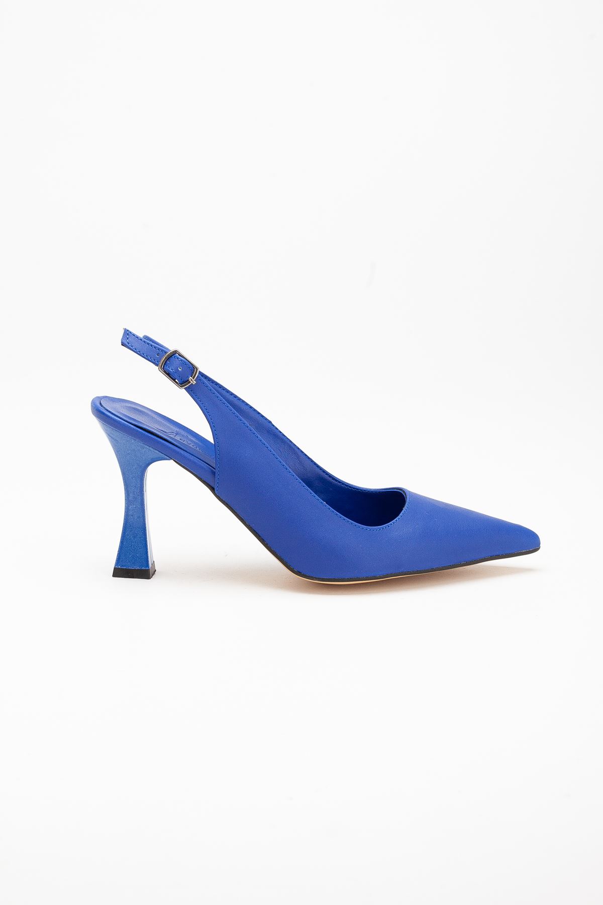 Juno Kadın Şampanya Ökçe Topuklu Ayakkabı Mavi Cilt