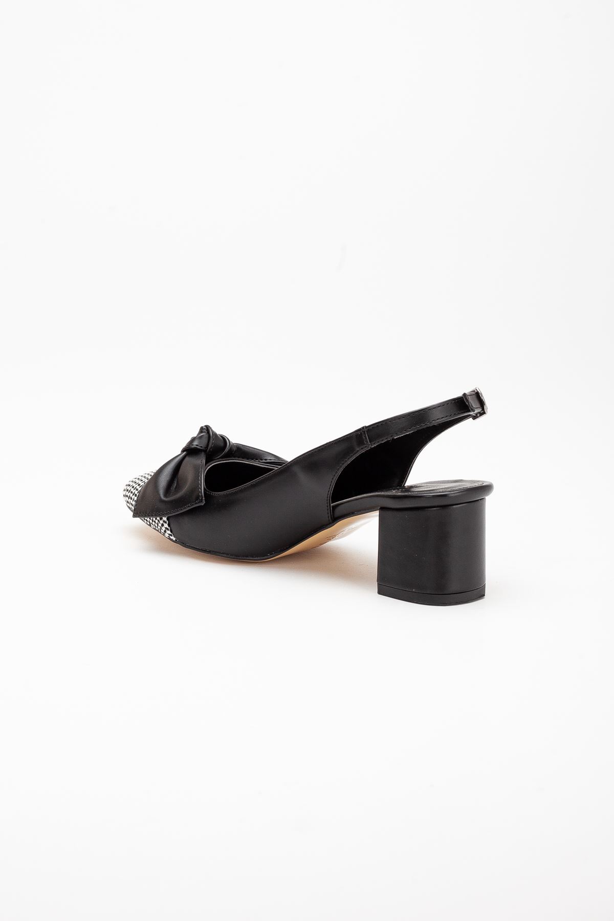 Aria Kadın Kurdele Detaylı Topuklu Ayakkabı Siyah Cilt