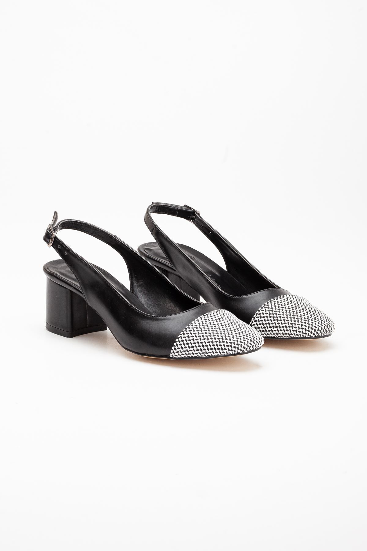 Fred Kadın Desenli Topuklu Ayakkabı Siyah Cilt